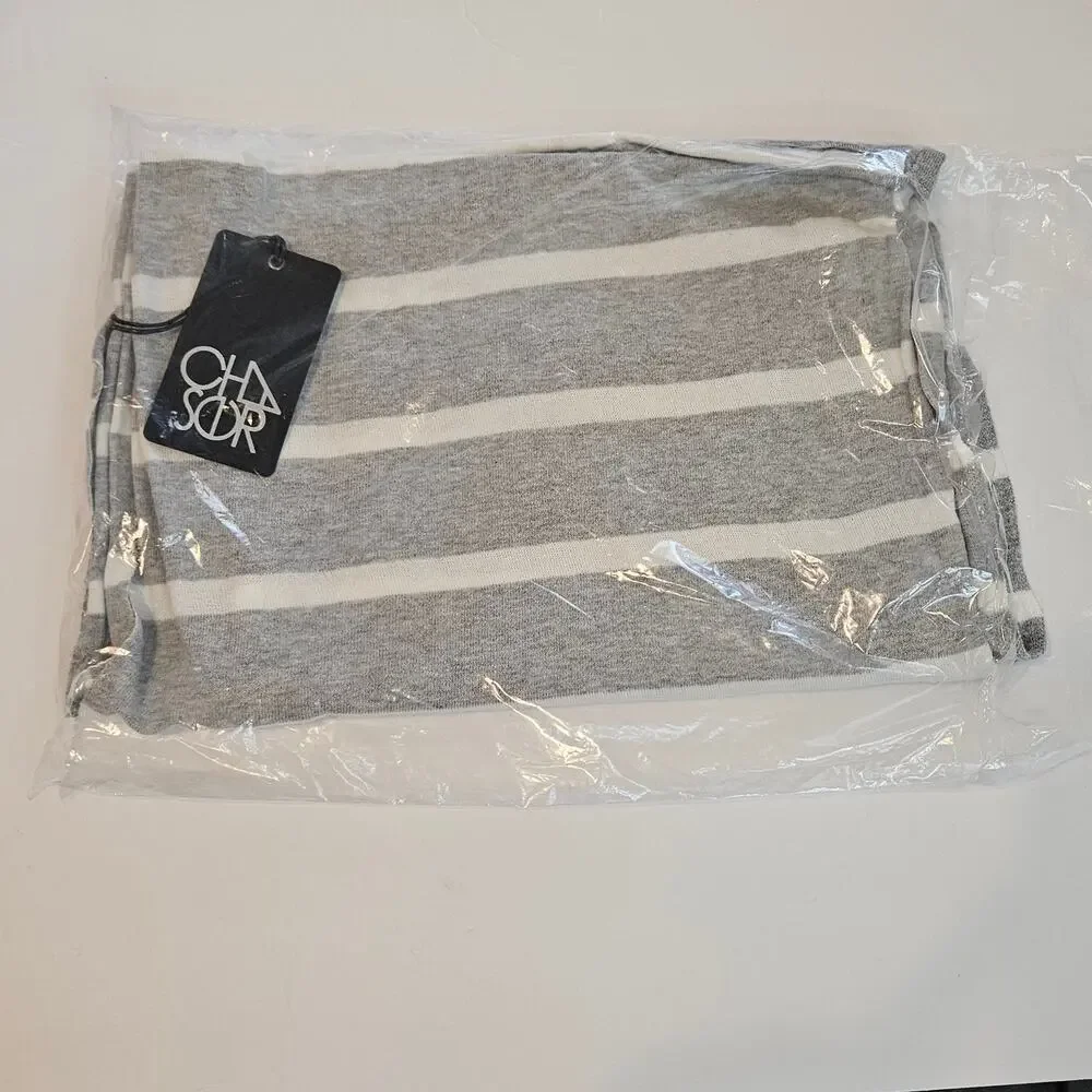 Chaser Light Gray Striped Lightweight Sweater‎ Scarf